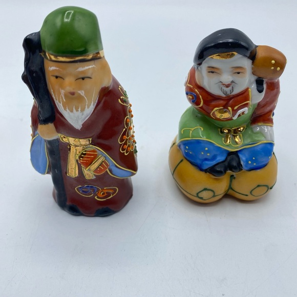 Vtg Kutani Seven  7 Lucky Gods Figurines Shichifukujin 4” Porcelain Hand Painted - Picture 3 of 7